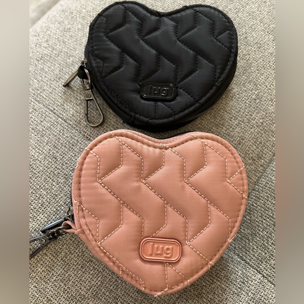 Lug heart pouches black and blush pink